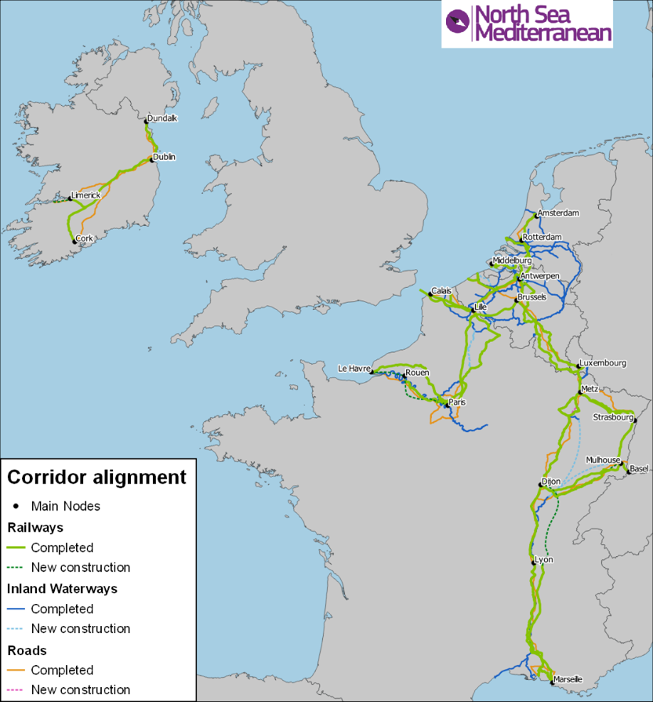 Alignment of the North Sea – Mediterranean Corridor, 2021
