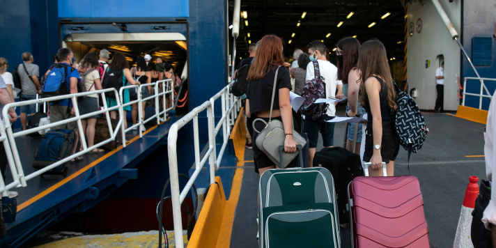 Passengers boarding a ferry
