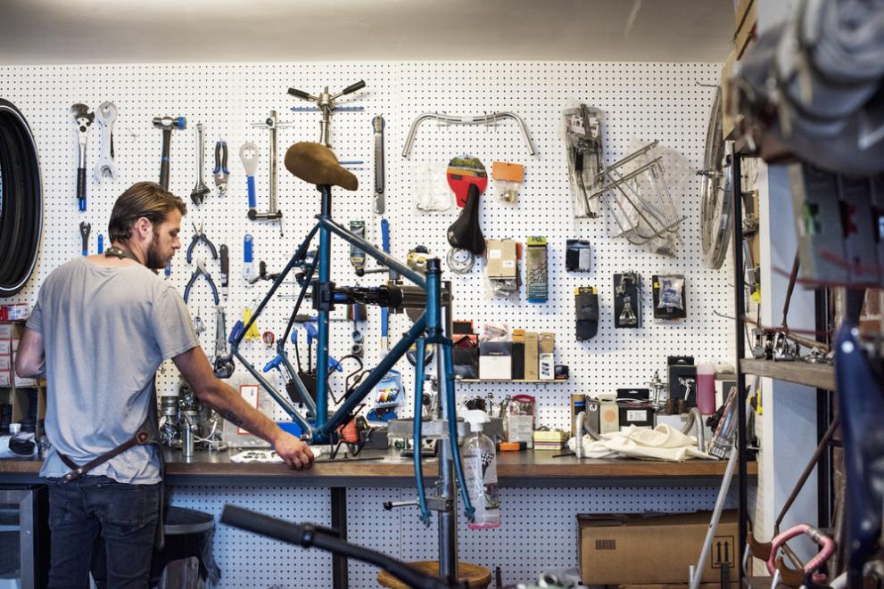 Bicycle repair workshop